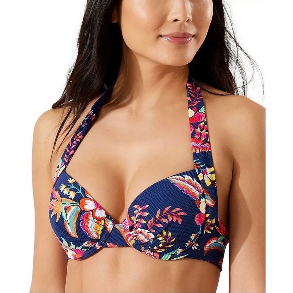 Tommy Bahama ISLAND CAYS TROPICAL Printed Halter Bikini Swim Top, US 34B